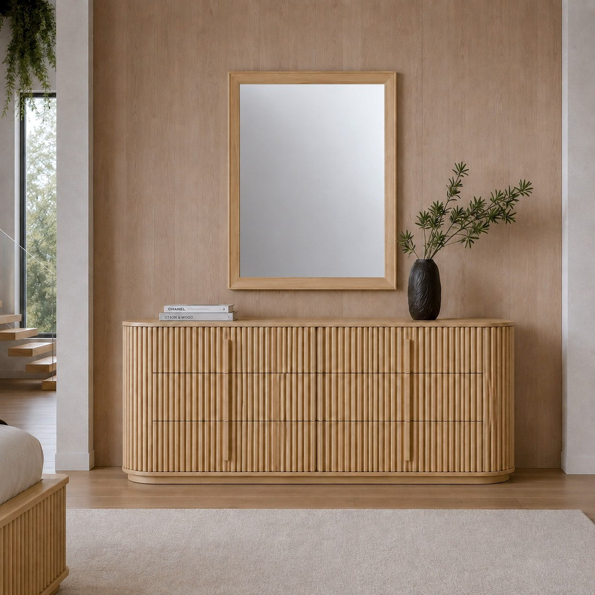 Kayce Modern Natural Oak Mirror