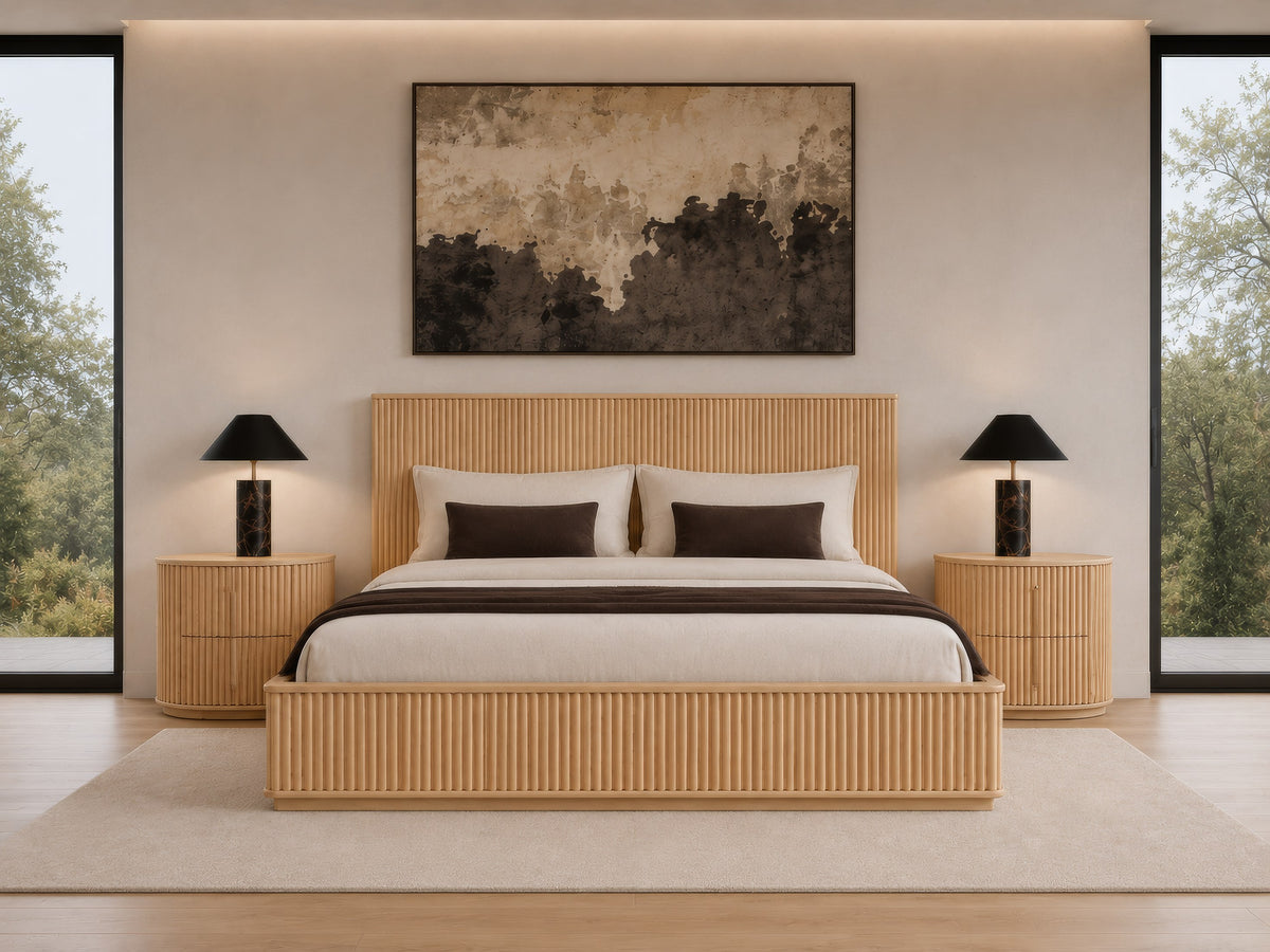 Kayce Modern Natural Oak 4-Piece Bedroom Set