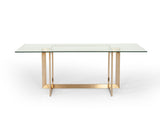 Keaton Modern Glass and Brass Dining Table