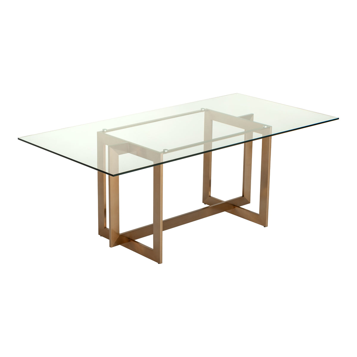 Keaton Modern Glass and Brass Dining Table