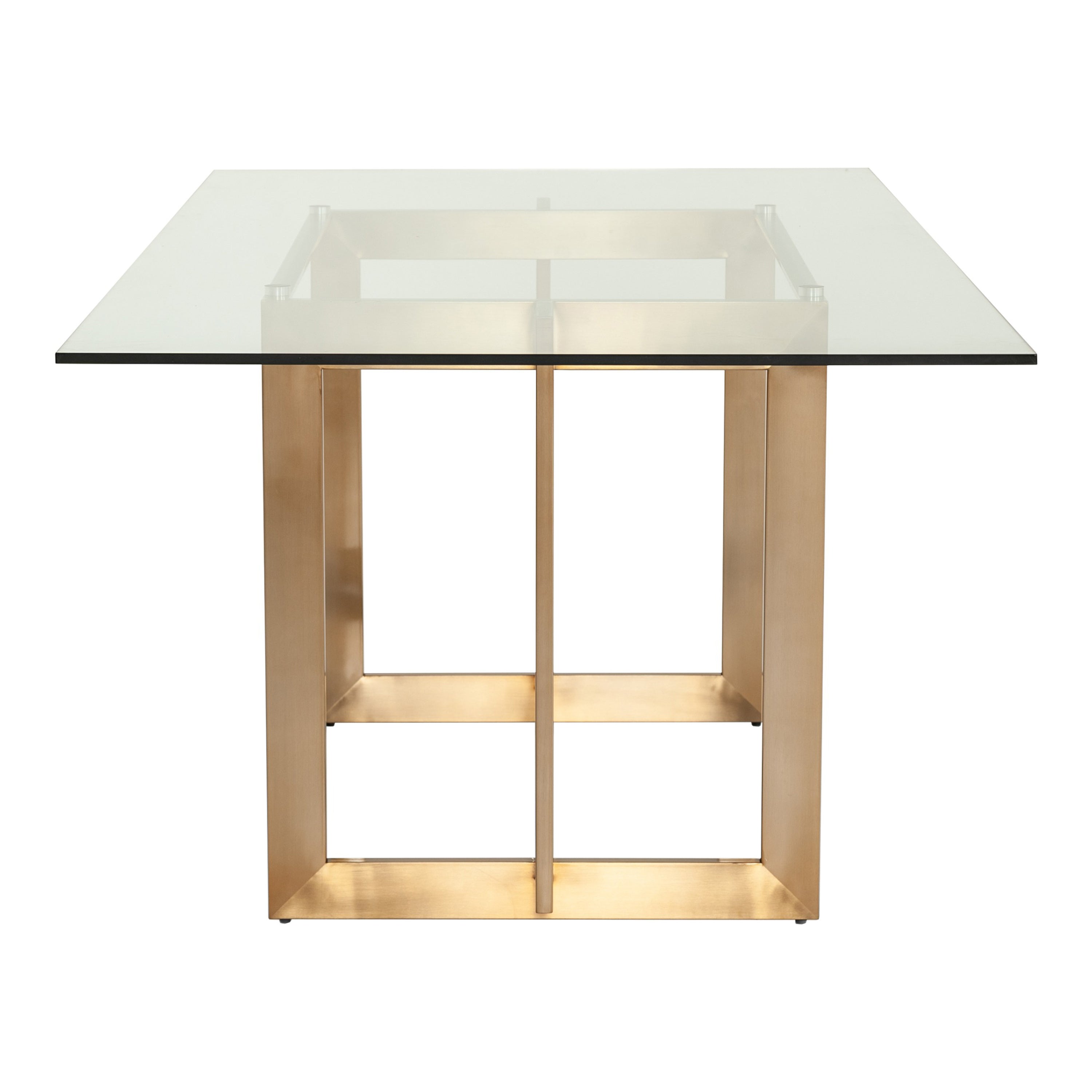 Keaton Modern Glass and Brass Dining Table