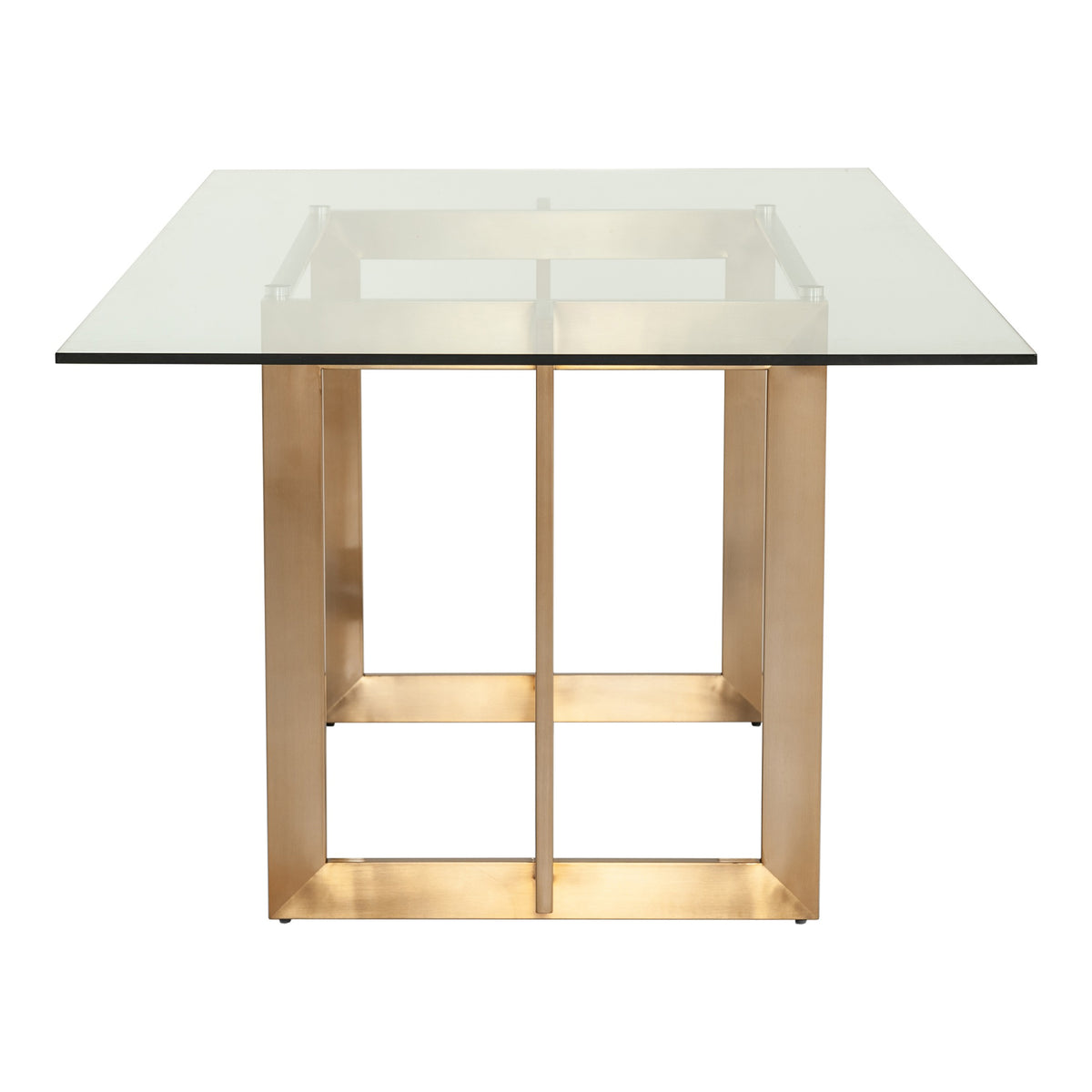 Keaton Modern Glass & Brass Dining Table