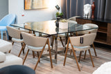 Keaton Square Modern Glass + Stainless Steel Dining Table