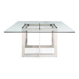 Keaton Square Modern Glass + Stainless Steel Dining Table