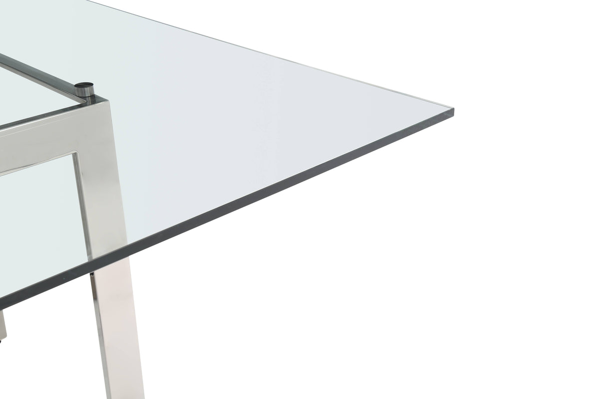 Keaton Square Modern Glass + Stainless Steel Dining Table