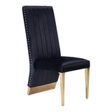 Keisha Modern Black Velvet and Gold Dining Chair Set of 2