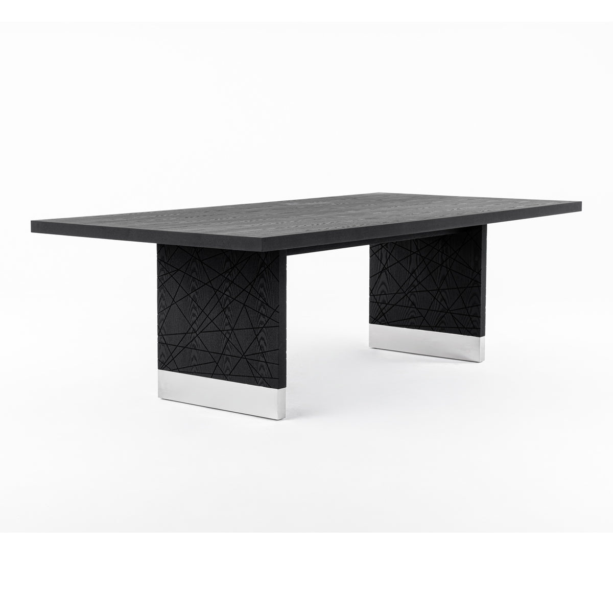 Kenda Modern Black Ash + Stainless Steel Dining Table