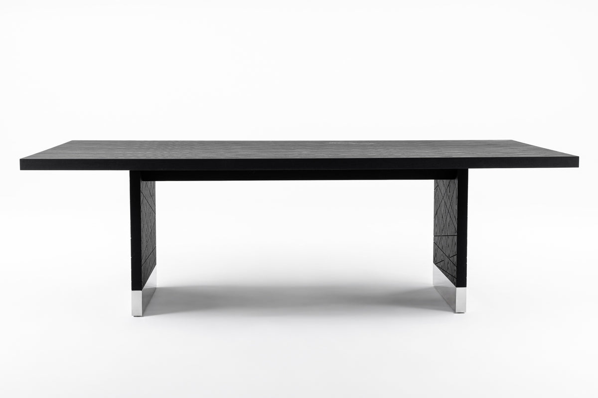Kenda Modern Black Ash + Stainless Steel Dining Table