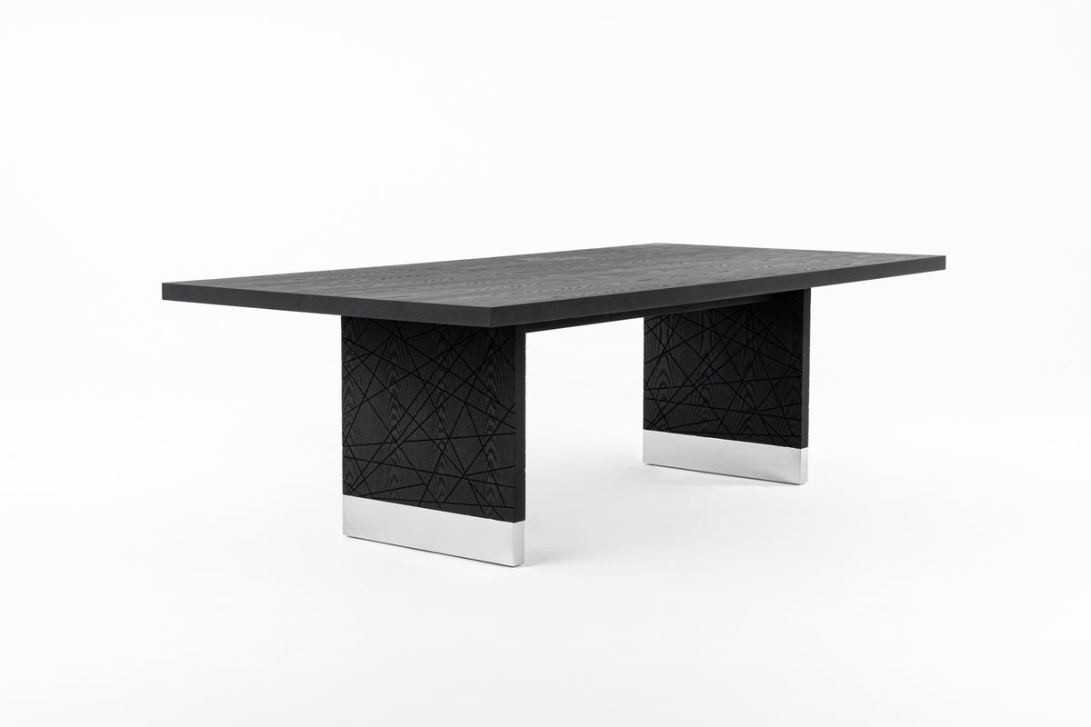 Kenda Modern Black Ash + Stainless Steel Dining Table