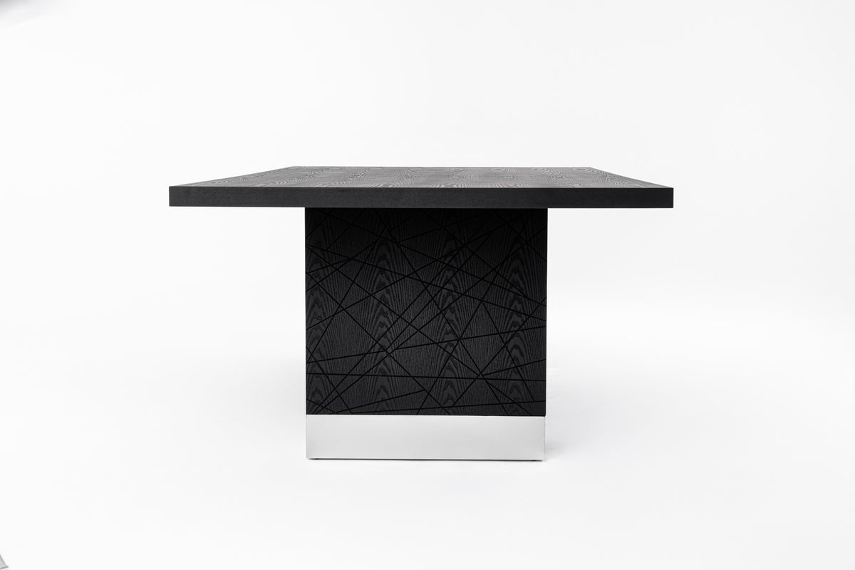 Kenda Modern Black Ash + Stainless Steel Dining Table