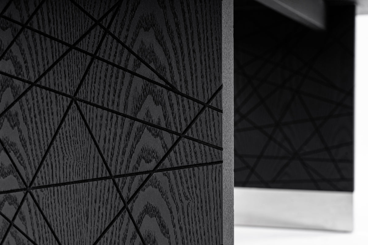 Kenda Modern Black Ash + Stainless Steel Dining Table