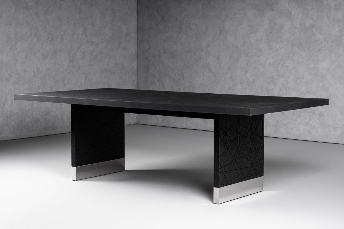 Kenda Modern Black Ash + Stainless Steel Dining Table