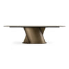 Kiefer Modern Faux Travertine Ceramic + Bronze Dining Table