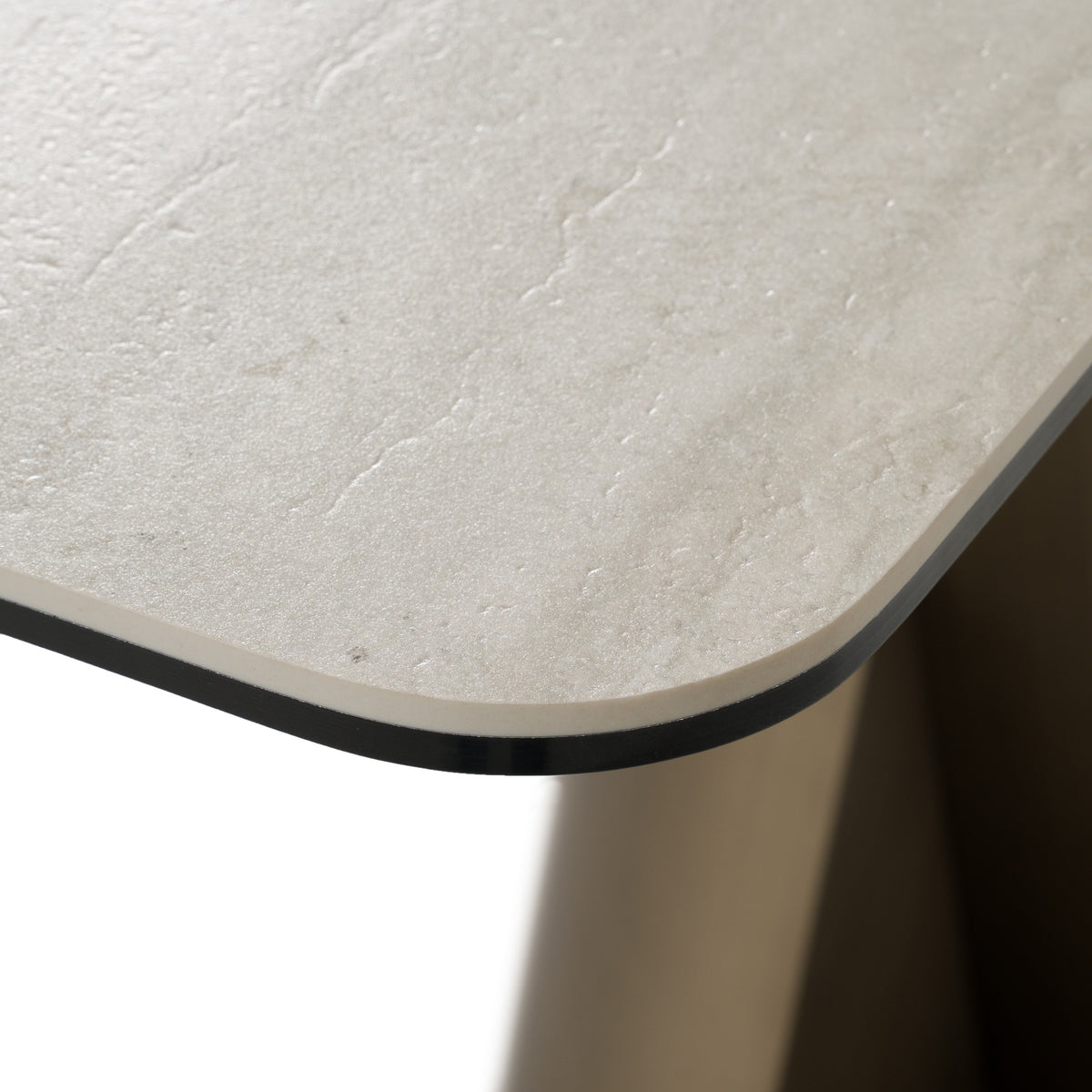 Kiefer Modern Faux Travertine Ceramic + Bronze Console Table