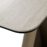 Kiefer Modern Faux Travertine Ceramic + Bronze Console Table