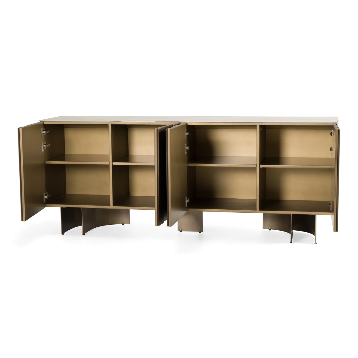 Kiefer Modern Faux Travertine Ceramic + Bronze Buffet