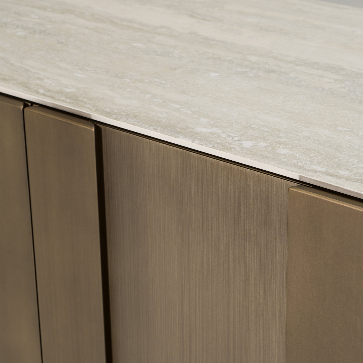 Kiefer Modern Faux Travertine Ceramic + Bronze Buffet