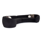 Kilmer Modern Black Curved Fabric Sectional Sofa