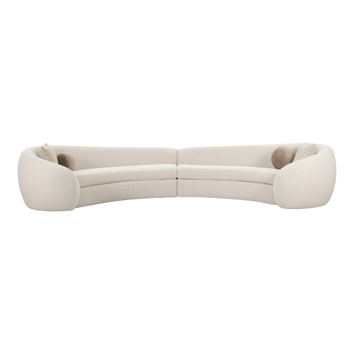 Kilmer Modern Off-White Curved Fabric Sectional Sofa