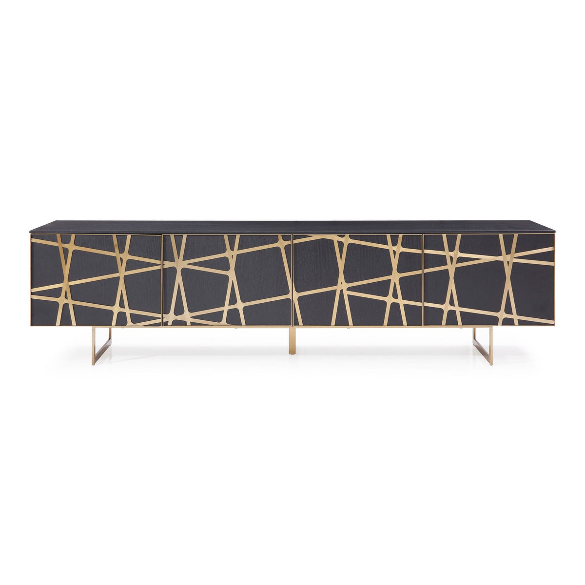 Kilson Modern Black Oak & Champagne Gold TV Stand