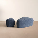 Kinsey Modern Blue Small River Rock Ottoman