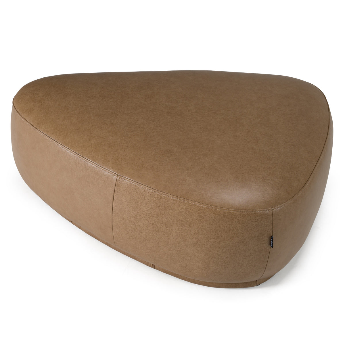 Kinsey Modern Tan Leather Large River Rock Ottoman