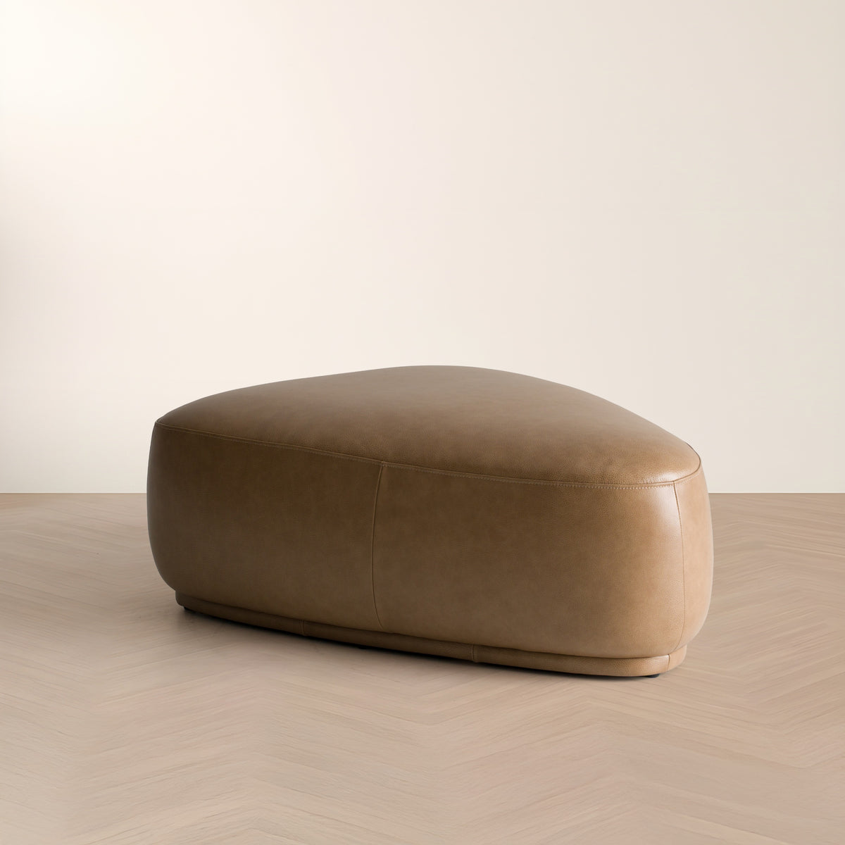 Kinsey Modern Tan Leather Large River Rock Ottoman