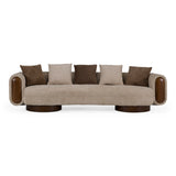 Kiran Modern Beige + Brown Fabric Sofa