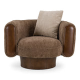 Kiran Modern Brown + Beige Swivel Accent Chair