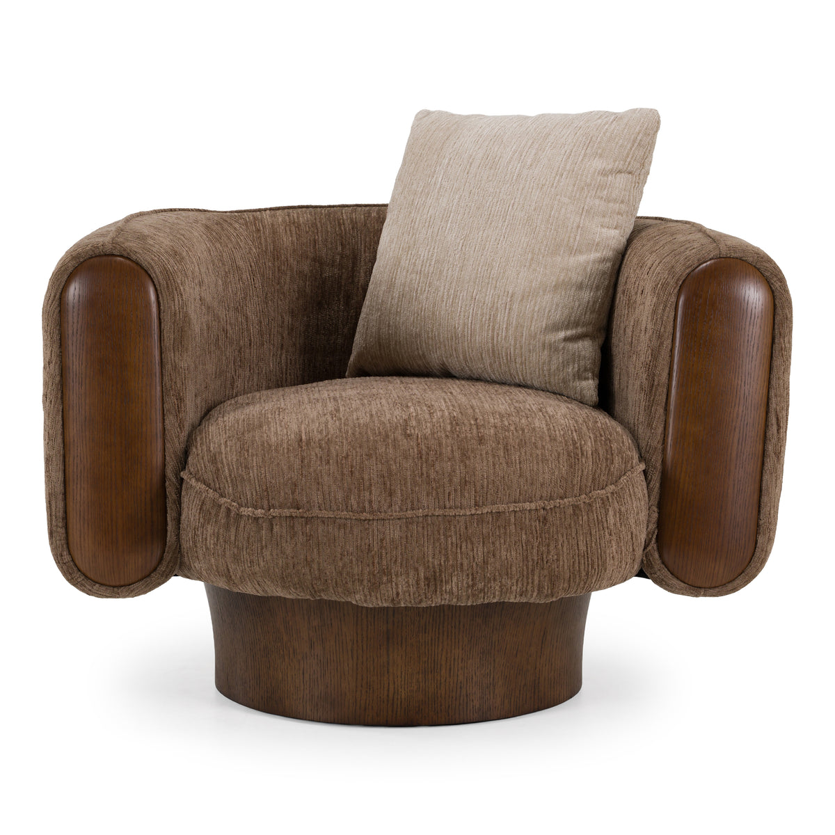Kiran Modern Brown + Beige Swivel Accent Chair