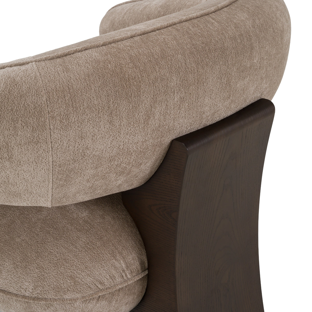 Kirby Modern Tan Fabric + Brown Oak Accent Chair