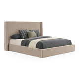 Kiro + Lago Modern Tan Fabric + Faux Travertine 4-Piece Bedroom Set