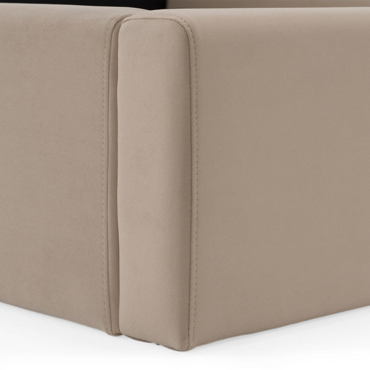 Kiro + Roma Modern Tan Fabric + Walnut 4-Piece Bedroom Set