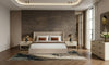 Queen Kiro + Lago Modern Tan Fabric + Faux Travertine 4-Piece Bedroom Set