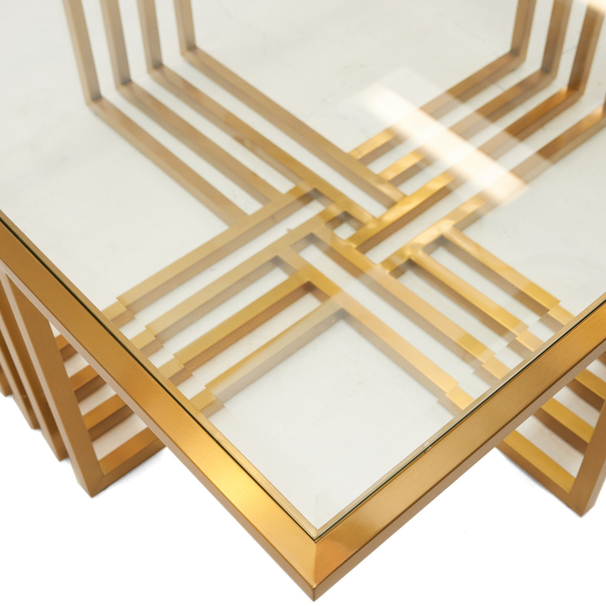 Kodiak Glam Clear Glass and Gold Glass Coffee Table