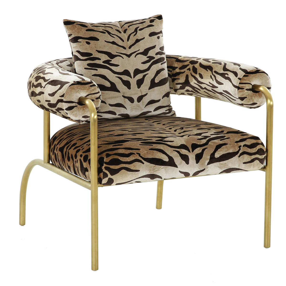 Kola Gold Zebra Print Accent Chair