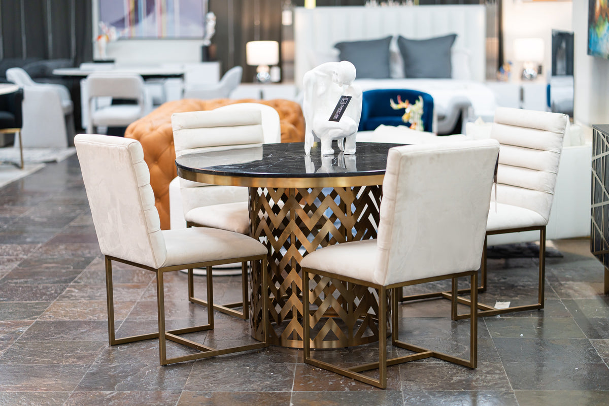 Kowal Glam Black Marble Dining Table