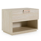 Breslow + Lago Modern Dark Taupe Fabric + Faux Travertine 4-Piece Bedroom Set