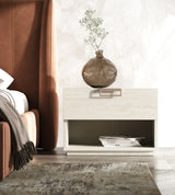 Roma + Lago Modern Burnt Orange Velvet + Faux Travertine Bed + Nightstands Set