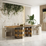 Falzone Modern Ceramic + Wood Dining Table