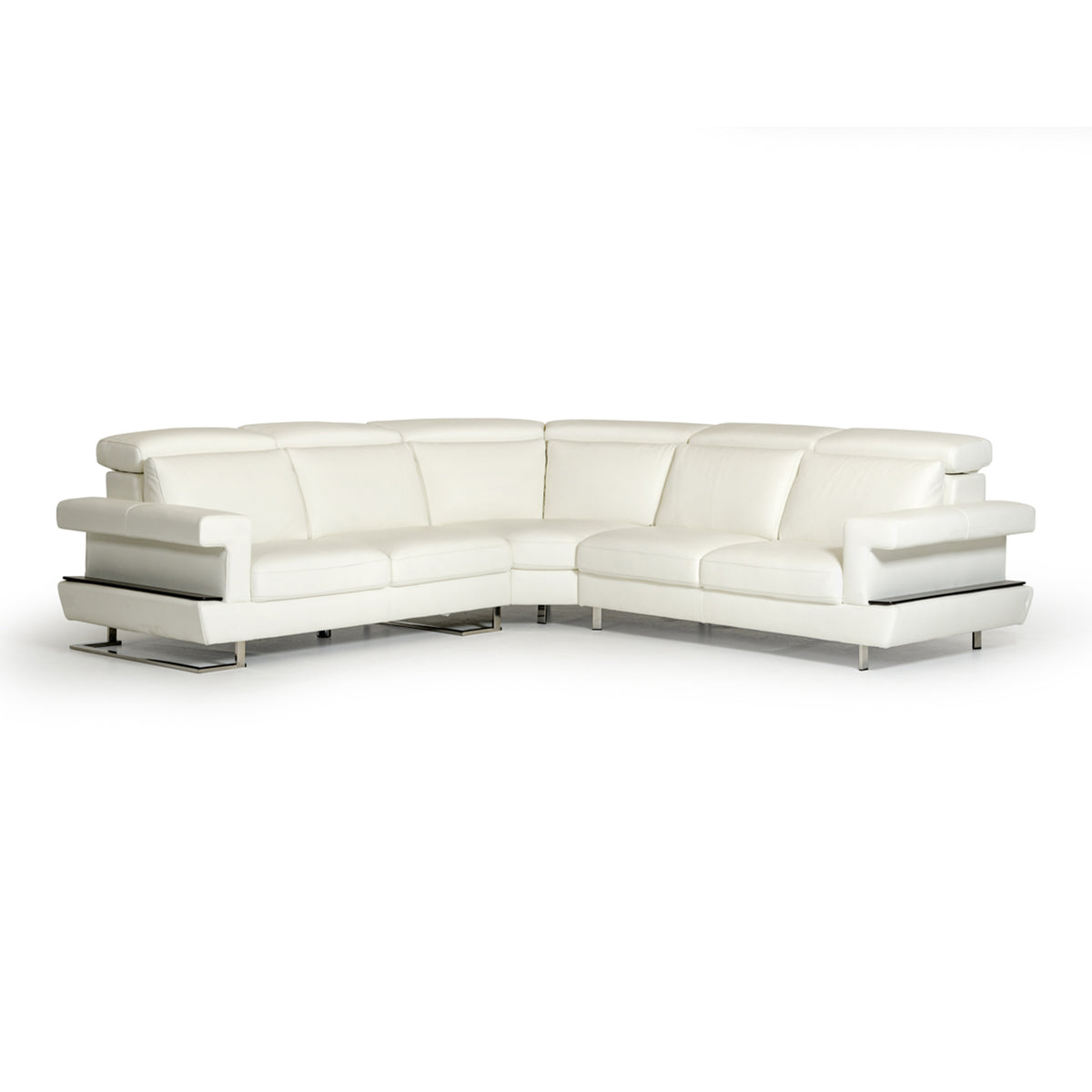 Crosby Italian Modern White Leather Sectional Sofa