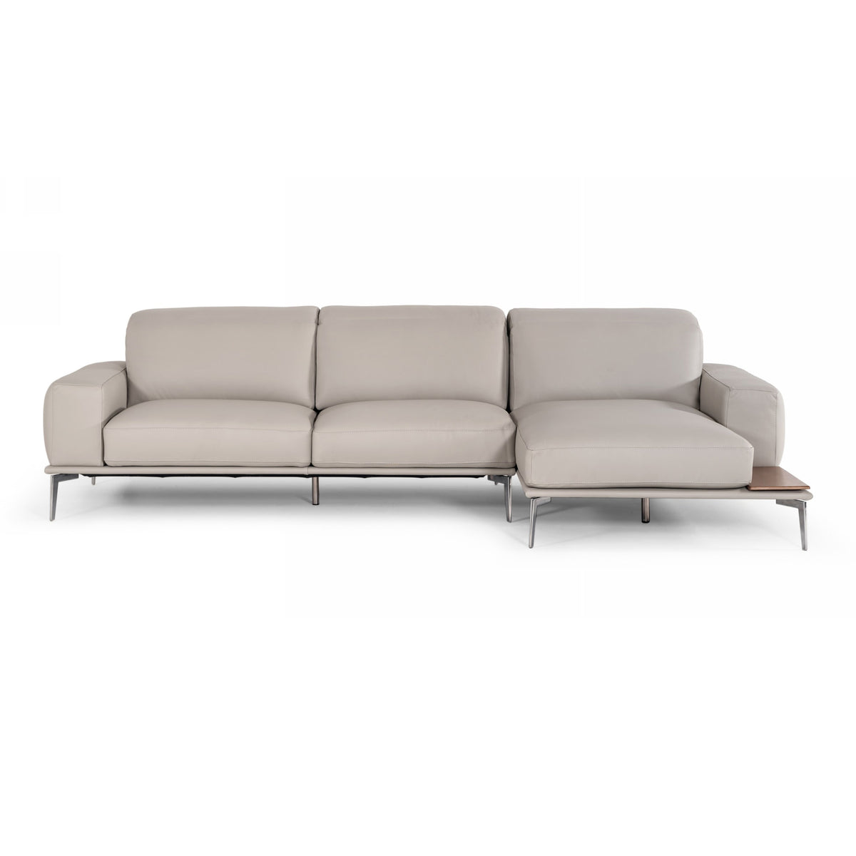 Villeneuve Italian Modern Light Grey Leather Right Facing Sectional Sofa