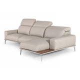 Villeneuve Italian Modern Light Grey Leather Right Facing Sectional Sofa
