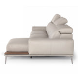 Villeneuve Italian Modern Light Grey Leather Right Facing Sectional Sofa