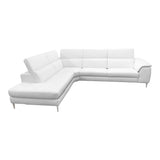 Viola Italian Contemporary White Leather Left Facing Sectional Sofa