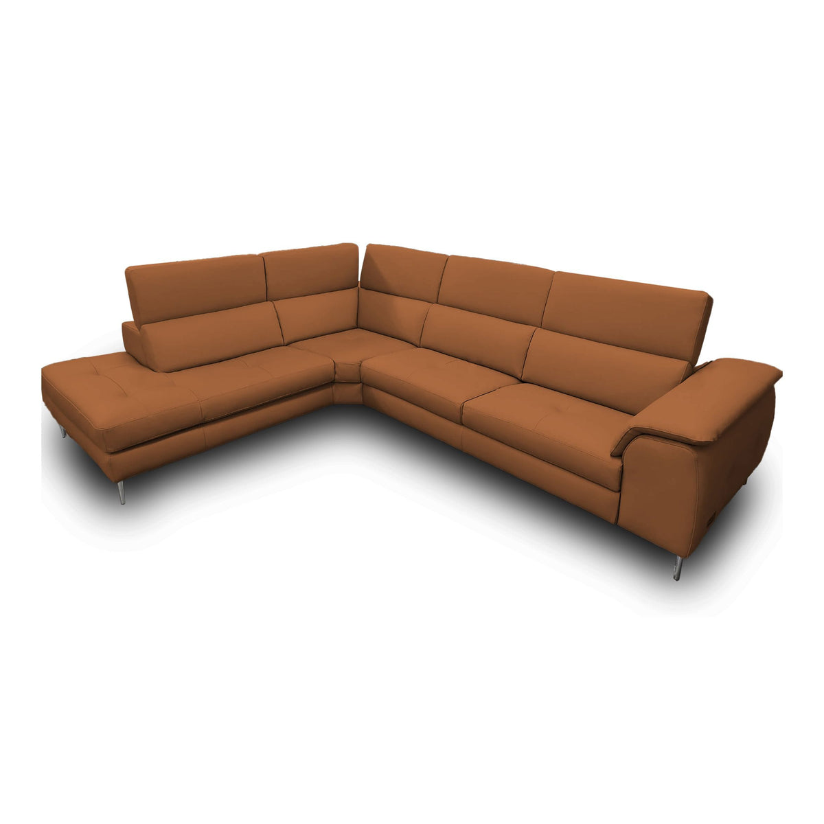 Viola Italian Contemporary Cognac Leather Left Facing Sectional Sofa