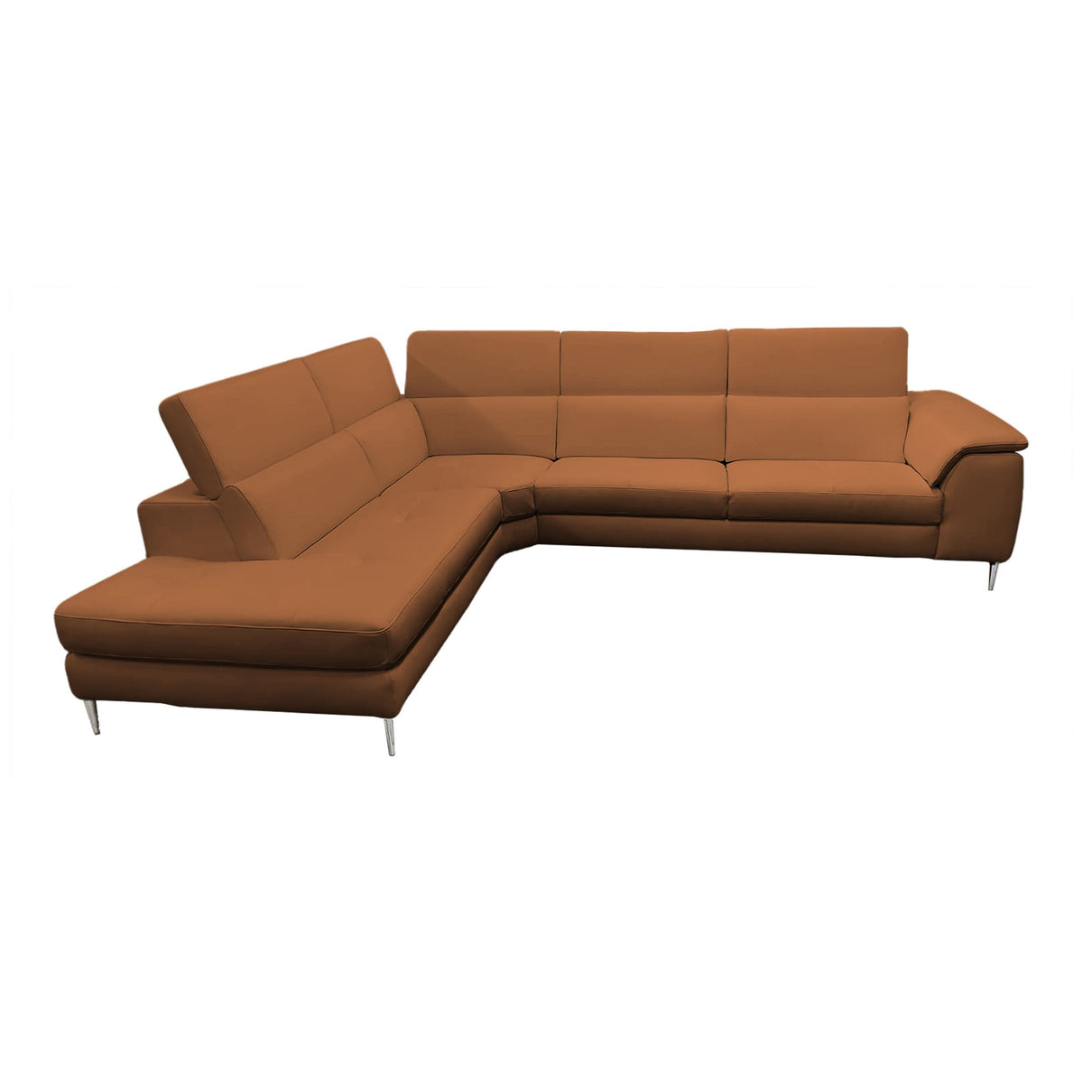 Viola Italian Contemporary Cognac Leather Left Facing Sectional Sofa