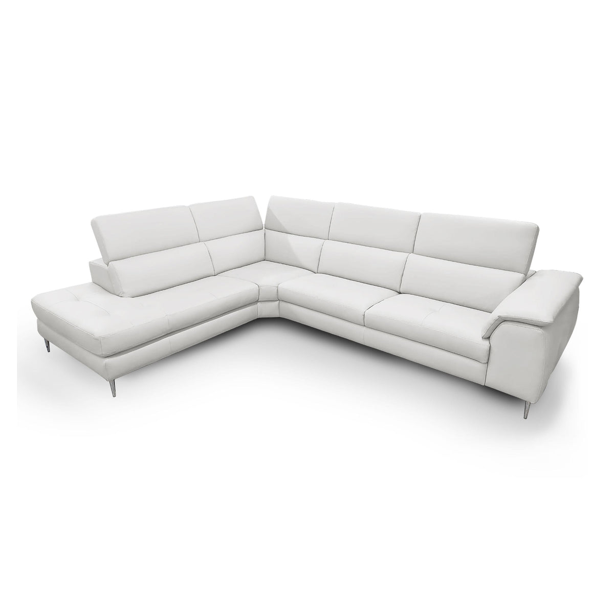 Viola Italian Contemporary Grey Leather Left Facing Sectional Sofa