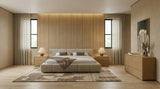 Lamont + Dustin Modern Beige Fabric + Natural Oak 4-Piece Bedroom Set