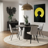 Lander Modern Mid Century Black Oak Round Dining Table